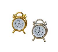 Xuanxi Reloj despertador en miniatura para decoración de casa de muñecas, modelo de proyecto, accesorios decorativos de escritorio, 2 unidades