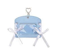 Xuanxi Tarjetero temático de moda con capacidad para tarjetas fotográficas de poliuretano con llavero para cartera esencial diaria para estudiantes, Blue, Mass Beauty