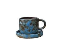 Xuanxi Taza de cerámica que conserva el calor, estética japonesa, agarre cómodo, taza y platillo para bebidas calientes, diseño Wabi Sabi