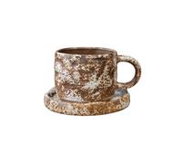 Xuanxi Taza de cerámica que conserva el calor, estética japonesa, agarre cómodo, taza y platillo para bebidas calientes, diseño Wabi Sabi