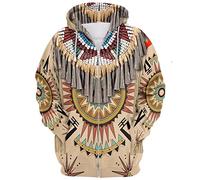 XuanXmy Sudadera con Capucha con Estampado De Indios para Hombres y Mujeres, Sudaderas con Capucha con Cremallera y Estampado 3D De Estilo Étnico Indio Color2 M