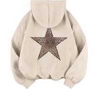 XuanXmy Sudadera con Capucha De Mujer con Estampado De Estrella y Leopardo, Estilo Callejero, Suelta y Deportiva S