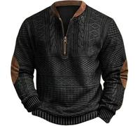 XuanXmy Sudadera con Cremallera y Estampado De Punto Vintage para Hombre Chaqueta Casual De Medio Botón para Hombre | Elegantes Sudaderas Vaqueras para El Día a Día 3XL