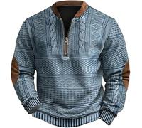 XuanXmy Sudadera con Cremallera y Estampado De Punto Vintage para Hombre Chaqueta Casual De Medio Botón para Hombre | Elegantes Sudaderas Vaqueras para El Día a Día L