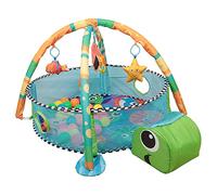 XUANYU Alfombra de Juego, Gimansio de Actividades para Bebés, Alfombra Bebe con Arco de Juego y Juguetes Sensoriales, Piscina de Bolas (Verde D)