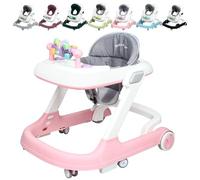 XUANYU - Andador para bebé, con estación de juego, carrito de despertar, ajustable en altura a 3 niveles, caminata para 6-36 meses, niños y niñas (rosa)
