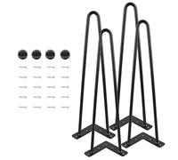 XUANYU Pack 4 Patas para Mesas de Horquilla Patas de Horquilla Patas para Muebles 50 cm Bricolaje Pies para Muebles con Tornillos y Bases Protectoras Patas Metal (Juego de 4, Negro B)
