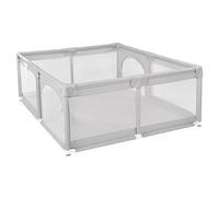 XUANYU Parque Bebé con Ventosas Inferiores, 2 Puerta con Cremallera, 2 Anillos Colgantes, Parque de Juego Antideslizante Parque Bebe Modulable Parque Infantil para la Casa (Gris-L200 x 150 x 68 cm)