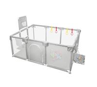 XUANYU Parque Bebé Modular 180 x 120 x 66 cm, Parques de Juegos Plegable de Tela Oxford, Centro de Actividades Bebé con Barreras y Puerta, 50 Bolas, 4 Anillos, 8 Ventosas y Baloncesto Rack (Gris Claro