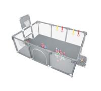 XUANYU - Parque infantil de tela Oxford, 180 x 120 x 66 cm, parque infantil con barreras, 4 anillos de retensión, 8 ventosas, 50 pelotas pequeñas y cesta de baloncesto, centro de actividades interior