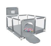 XUANYU - Parque infantil de tela Oxford, centro de actividades para bebé, con barreras y 50 bolas pequeñas, cesta de bolas, 8 ventosas, parque infantil para interior/exterior (126 x 126 x 66 cm