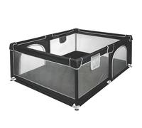 XUANYU Parque para bebé rectangular con barreras y puerta, parques de juegos plegables de tela Oxford, centro de actividades para bebés, parque infantil para interior/exterior (negro, 160 x 120 x 66