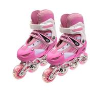 XUANYU Patines en línea para niños con una rueda luminosa, patines de ruedas rosa talla M (ajustable de 32 a 37) cómodos y transpirables, patines inline para niñas y niños adolescentes principiantes