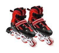 XUANYU Patines en línea para niños con una rueda luminosa, patines rojos talla M (ajustable de 32 a 37) cómodos y transpirables, patines inline para niñas y niños adolescentes principiantes