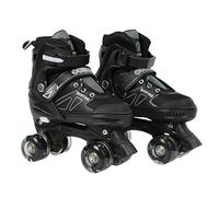 XUANYU Patines Quad para niños sin ruedas luminosas, patines con ruedas, color negro, talla M (ajustable 32 a 37), cómodos y transpirables patines para niñas y niños adolescentes principiantes