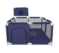 XUANYU pequeño parque bebe modular 126 x 126 x 66 cm, barrera de juegos para bebés, parque infantil y de tela Oxford, 8 ventosas, 50 bolas y cesta de baloncesto (azul)