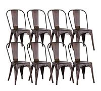 XUANYU Sillas Comedor Industrial Silla Bistrot Metal Silla Cocina Bar Apilable Sillas Comedor Apilable para Sala de estar Cocina Comedor Jardín (8, Marrón Mate)