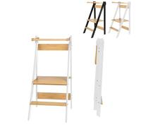 XUANYU Torre Montessori plegable con patas anti-Bascular torre de observación Montessori con rieles de seguridad torre de observación infantil ajustable en altura sobre pisos (blanco)
