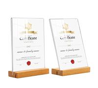 XUBX 2 Piezas Soporte para Cartel de Acrílico A4 para Menús, Expositor publicitario, Soportes de Sobremesa para Carteles, Expositor metacrilato, Soporte sobremesa, porta menú, porta precios