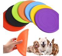XUBX 7 discos voladores para perros, frisbee para mascotas, disco volador para perros, platillo volador flotante de goma natural, frisbee resistente a las mordeduras, juguetes de lanzamiento para
