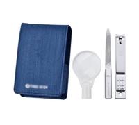 XUCHIL Manicura Kit Juego de manicura de 3 Piezas con Lupa móvil Kit de cortaúñas portátil Herramientas for el Cuidado de uñas con Estuche de Viaje de Cuero for Hombres, Mujeres y Ancianos