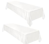 XUCHOU Mantel de Hule 90 x 160 cm Mantel de Lino, Impermeable, Antimanchas Hule Mesa Rectangular para Jardín Restaurante, Blanco