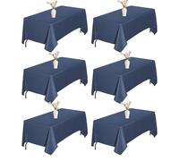 XUCHOU Mantel Mesa Rectangular 210 x 110 cm Mantel de Lino, Impermeable, Antimanchas Hule Mesa Rectangular para de Comedor, Azul