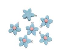 XUCZHAI 5Pcs Colored Resin Cute Flower Shape Charm Pendant for DIY Handmade Beaded Keychain Necklace Jewelry Making Accessories(Blue)