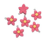 XUCZHAI 5Pcs Colored Resin Cute Flower Shape Charm Pendant for DIY Handmade Beaded Keychain Necklace Jewelry Making Accessories(Rose Red)