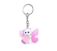 XUCZHAI Backpack Ornament Flocking Cat Keychain 3D Animals Fuzzy Keyring Kawaii Cute Plush Car Keys(White)