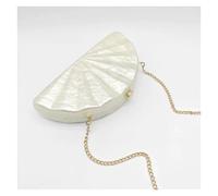 XUCZHAI Bolso de mano noche con forma abanico for mujer, bolso cruzado cadena a la moda, lujo for fiesta boda(White)