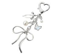 XUCZHAI Butterfly Keychain Bow Knot Pearl Enamel Flying Insect Pendant Key Ring For Women Girls Handmade Y2K Jewelry Accessories(Butterfly Bow Knot-2)