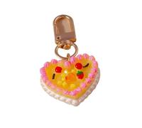 XUCZHAI Cute Food Keychain Resin Love Heart Cake Charms Keyrings For Women Men Car Key Handbag Pendant Chains DIY Accessories(Green)