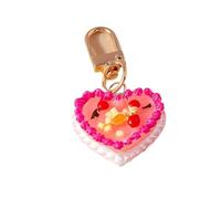 XUCZHAI Cute Food Keychain Resin Love Heart Cake Charms Keyrings For Women Men Car Key Handbag Pendant Chains DIY Accessories(Red)