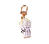 XUCZHAI Cute Food Keychain Resin Love Heart Cake Charms Keyrings For Women Men Car Key Handbag Pendant Chains DIY Accessories(Beige)