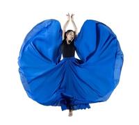 XUCZHAI Falda de Gasa 720 Grados for Ballet, Danza del Vientre, for Mujer, Estilo Gitano, Larga, for práctica, Falda Plisada Lisa, Color Rosa(Royal Blue,S)