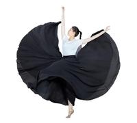 XUCZHAI Falda de Gasa 720 Grados for Ballet, Danza del Vientre, for Mujer, Estilo Gitano, Larga, for práctica, Falda Plisada Lisa, Color Rosa(Black,S)