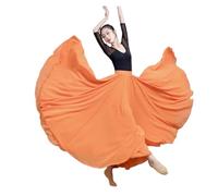 XUCZHAI Falda de Gasa de 720 Grados for Bailarina, Patinaje Gitano, Falda Larga, Ropa de práctica for Bailarina, Falda Profesional for Baile de Escenario.(Orange,XXL Length100cm)