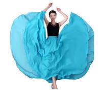 XUCZHAI Falda de Gasa de 720 Grados for Bailarina, Patinaje Gitano, Falda Larga, Ropa de práctica for Bailarina, Falda Profesional for Baile de Escenario.(Lake Blue,S Length 80cm)