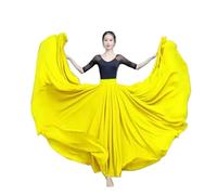 XUCZHAI Falda de Gasa de 720 Grados for Bailarina, Patinaje Gitano, Falda Larga, Ropa de práctica for Bailarina, Falda Profesional for Baile de Escenario.(Yellow,XXL Length100cm)