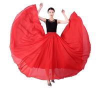 XUCZHAI Falda de Gasa de 720 Grados for Bailarina, Patinaje Gitano, Falda Larga, Ropa de práctica for Bailarina, Falda Profesional for Baile de Escenario.(Bright Red,XXL Length100cm)