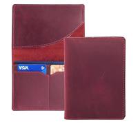 XUCZHAI Funda for Pasaporte de Piel Crazy Horse, sólida, for Tarjetas crédito, identificación, Negocios, Unisex, for Viajes(Red)