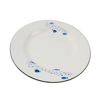 XUCZHAI Heavyweight Enamel Dinner Plate Vintage-Style Floral Patterned Flat Dish Themed Restaurant Serving Para Picnic Y Reuniones