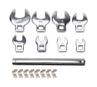 XUCZHAI Juego de llaves pata gallo 3/8 pulgadas, 8 Uds., 10 a 22mm, herramienta manual llave inglesa trinquete con cabeza intercambiable, pie cuervo cromado métrico