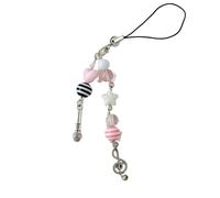 XUCZHAI Phone Charms Pink Guitar Radio Keychain Microphone Pendant Key Ring Bag Lanyard Cute Accessory For Girls Women Jewelry(K-microphone-A)