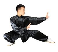 XUCZHAI Uniformes Tradicionales de Tai Chi Kung Fu for Adultos, Ropa Gimnasia matutina Wushu, Traje Artes Marciales Wing Chun for niños y(Black,XS(150))
