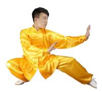 XUCZHAI Uniformes Tradicionales de Tai Chi Kung Fu for Adultos, Ropa Gimnasia matutina Wushu, Traje Artes Marciales Wing Chun for niños y(Yellow,L(165))