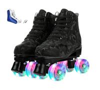 XUDREZ Patines de ruedas para mujeres y hombres, patines de doble fila, patines de doble fila, unisex, niños y niñas, para principiantes, interiores y exteriores, con bolsa de zapatos (rueda flash de