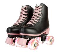 XUDREZ Patines de ruedas para mujeres y niñas, patines negros de doble fila con luz, para jóvenes, adultos, principiantes (40-9.65 pulgadas, Reino Unido: 6 de mujer / 5.5 de hombre 5.5)
