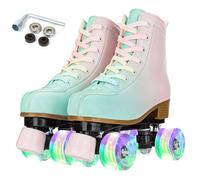 XUDREZ Patines de ruedas para niñas y mujeres, patines iluminados, de doble fila, ajustables, patines de poliuretano para niños, principiantes, interiores y exteriores (33)